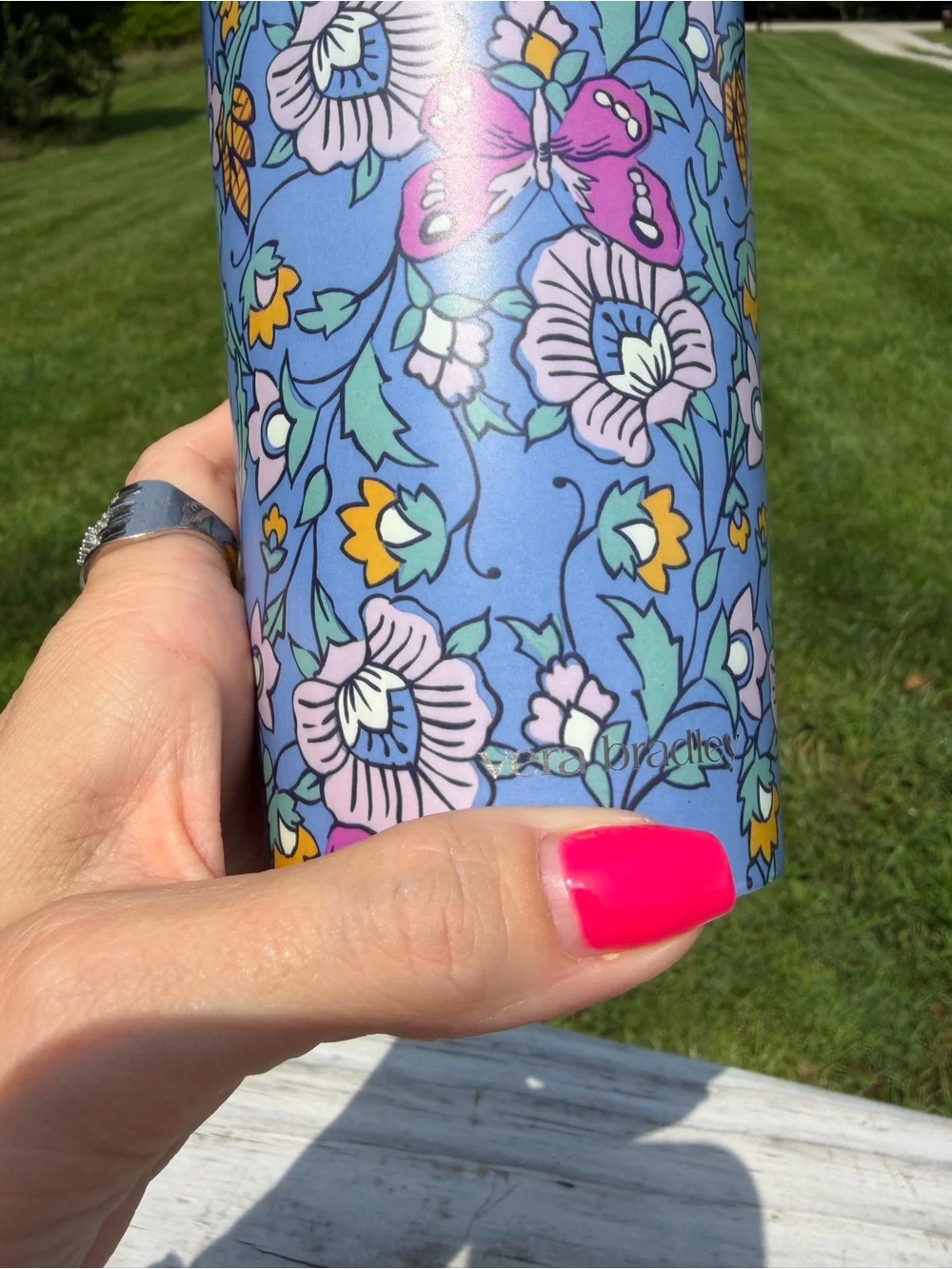 Vera Bradley 20oz Stainless Steel Travel Mug | Insulated Floral Tumbler Blue